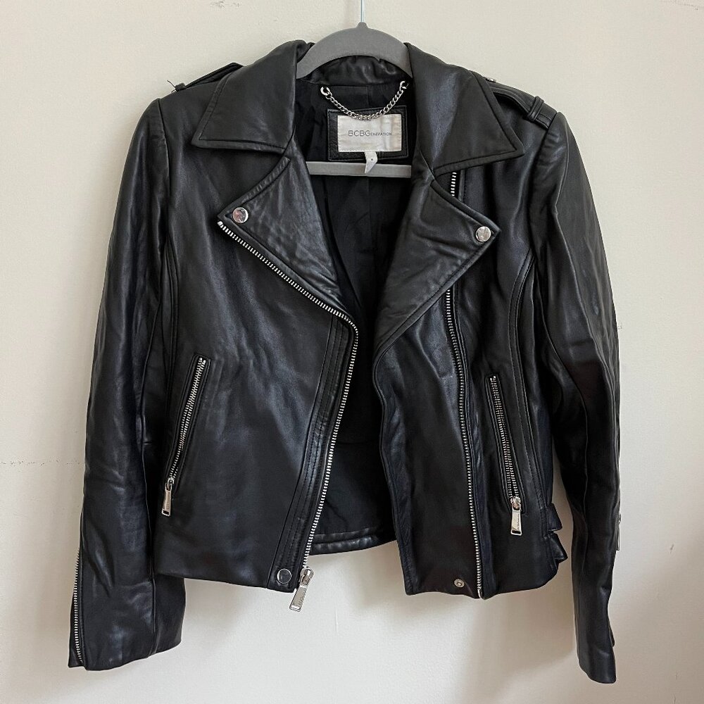 BCBG Leather Moto Jacket